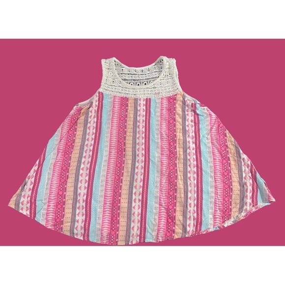 Mudd Flouncy Tank Top with boho print with eyelet knit lace Girls Size 16 - Picture 1 of 4